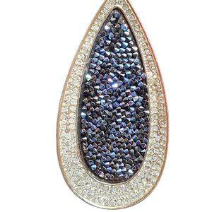 NWT,  Silver and‎ Dark Blue Tear Drop Necklace